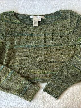 Studio M Olive Green Heathered Crewneck Sweater